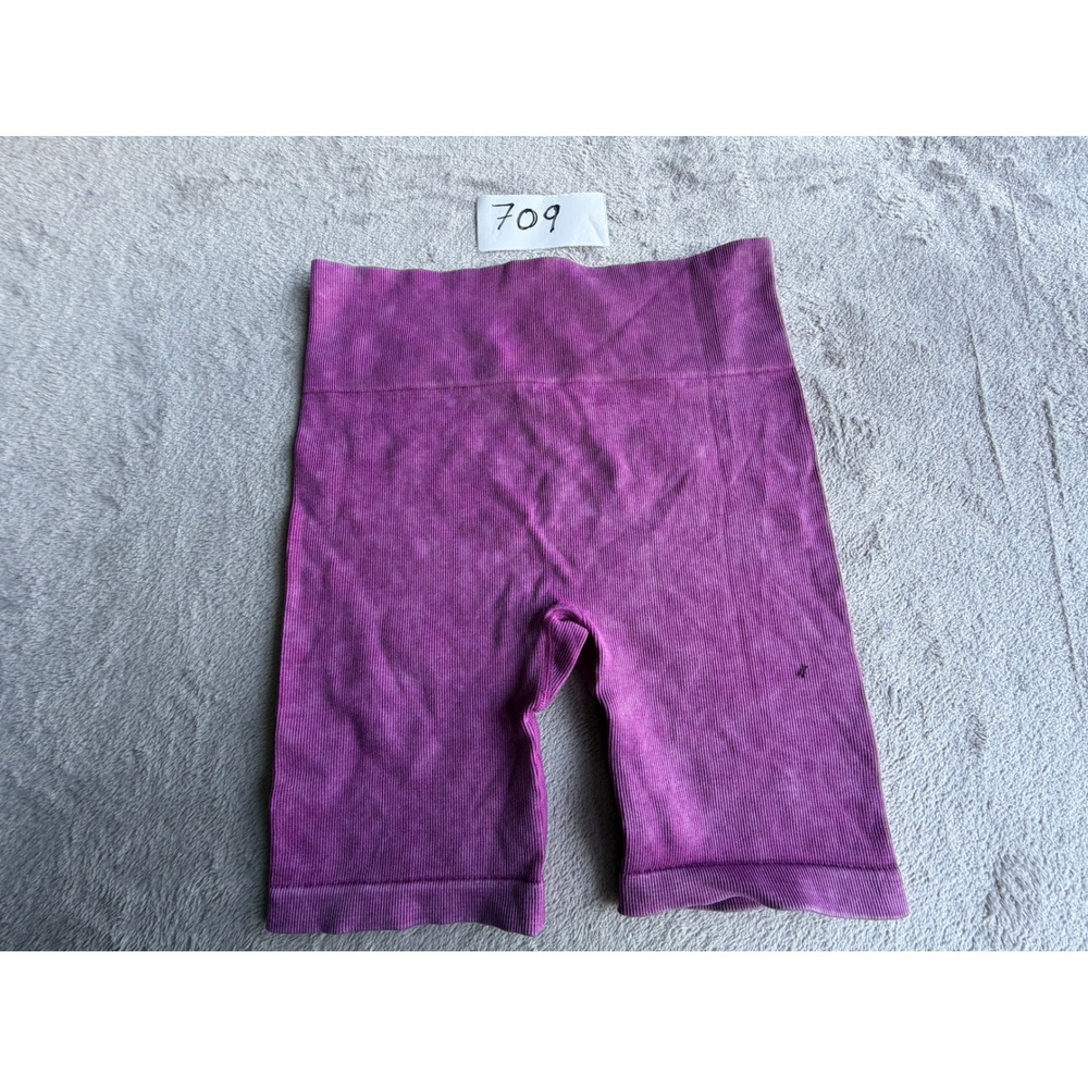 LA IMAGE Ribbed Biker Shorts Womens L Purple Mineral Wash Seamless